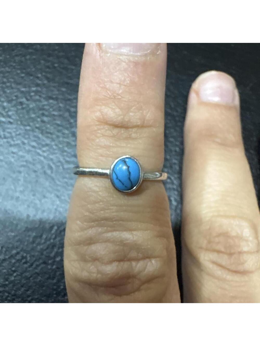 Sterling silver Faux Turquoise Ring Women OS Blue Excellent Adjustable Boho